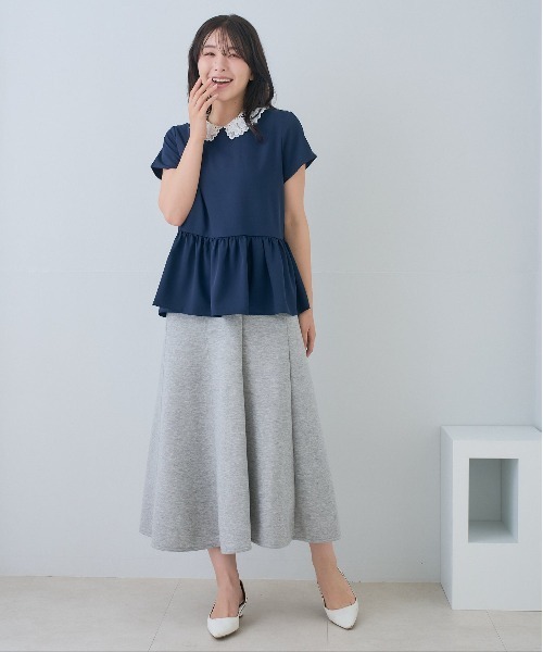 Neige(ネージュ)の「レースカラー2WAYペプラムブラウス(シャツ/ブラウス・レディース・ネイビー/ホワイト・ONE SIZE)」の9枚目の写真