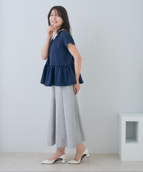 Neige(ネージュ)の「レースカラー2WAYペプラムブラウス(シャツ/ブラウス・レディース・ネイビー/ホワイト・ONE SIZE)」の7枚目の写真