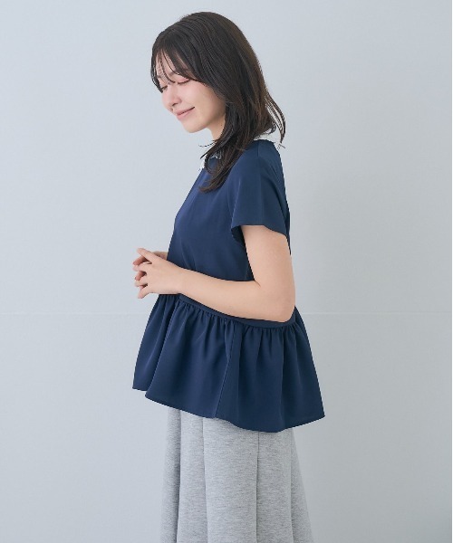 Neige(ネージュ)の「レースカラー2WAYペプラムブラウス(シャツ/ブラウス・レディース・ネイビー/ホワイト・ONE SIZE)」の4枚目の写真