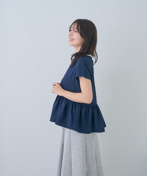 Neige(ネージュ)の「レースカラー2WAYペプラムブラウス(シャツ/ブラウス・レディース・ネイビー/ホワイト・ONE SIZE)」の3枚目の写真