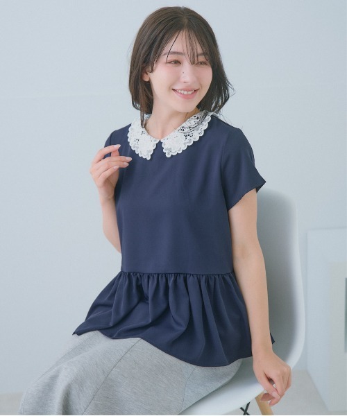 Neige(ネージュ)の「レースカラー2WAYペプラムブラウス(シャツ/ブラウス・レディース・ネイビー/ホワイト・ONE SIZE)」の22枚目の写真
