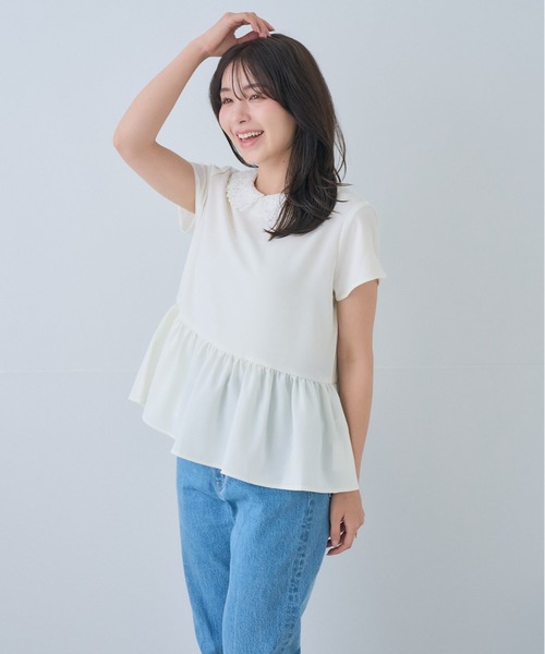 Neige(ネージュ)の「レースカラー2WAYペプラムブラウス(シャツ/ブラウス・レディース・ネイビー/ホワイト・ONE SIZE)」の16枚目の写真