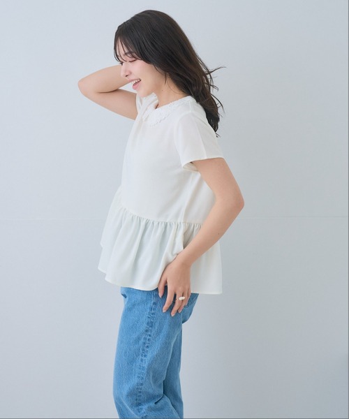 Neige(ネージュ)の「レースカラー2WAYペプラムブラウス(シャツ/ブラウス・レディース・ネイビー/ホワイト・ONE SIZE)」の15枚目の写真