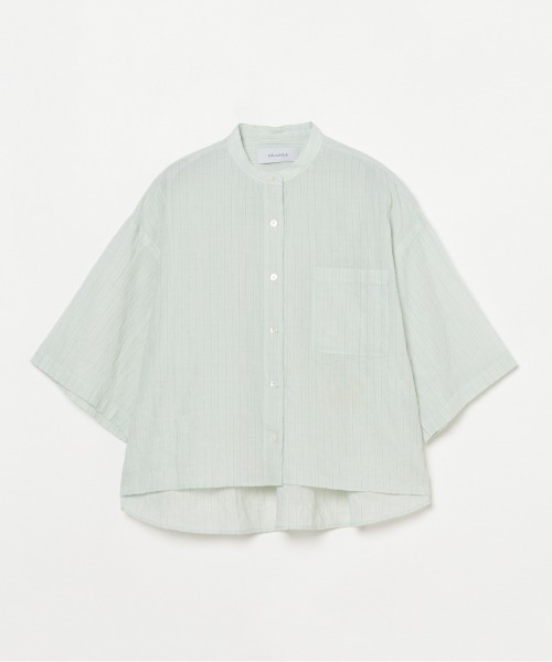 HELIOPOLE（エリオポール）の「STRIPE BAND COLLER SHIRT（シャツ/ブラウス・レディース・ホワイト/グリーン系・38）」の5枚目の写真