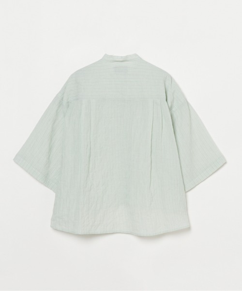 HELIOPOLE（エリオポール）の「STRIPE BAND COLLER SHIRT（シャツ/ブラウス・レディース・ホワイト/グリーン系・38）」の6枚目の写真