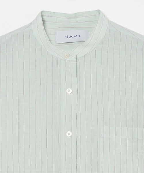 HELIOPOLE（エリオポール）の「STRIPE BAND COLLER SHIRT（シャツ/ブラウス・レディース・ホワイト/グリーン系・38）」の7枚目の写真