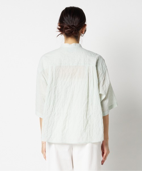 HELIOPOLE（エリオポール）の「STRIPE BAND COLLER SHIRT（シャツ/ブラウス・レディース・ホワイト/グリーン系・38）」の15枚目の写真