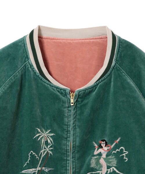 REMI RELIEF(レミレリーフ)の「【イベント限定】【別注】REMI RELIEF / Souvenir Jacket Hawaiian(スカジャン・メンズ・グリーン・MEDIUM/SMALL/XX-LARGE/X-LARGE/LARGE)」の3枚目の写真