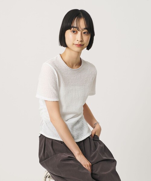 BEAUTY&YOUTH UNITED ARROWS(ビューティーアンドユースユナイテッドアローズ)の「ベロア パイピング ギャザー カットソー(Tシャツ/カットソー・レディース・ホワイト/ブラック/ライトブルー・FREE)」の2枚目の写真