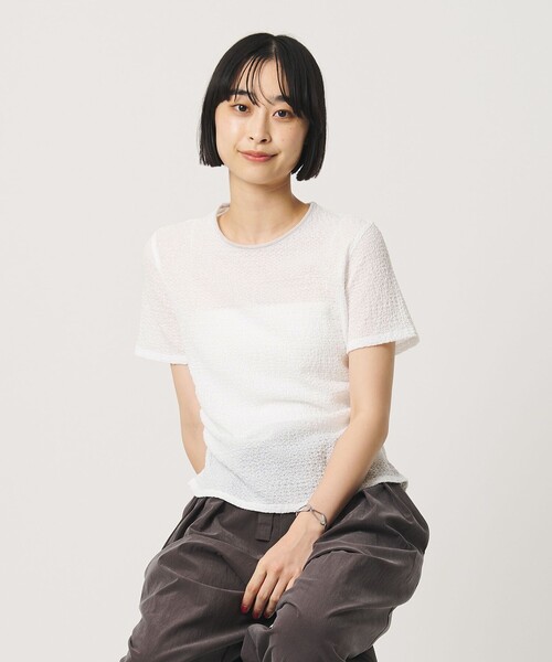 BEAUTY&YOUTH UNITED ARROWS(ビューティーアンドユースユナイテッドアローズ)の「ベロア パイピング ギャザー カットソー(Tシャツ/カットソー・レディース・ホワイト/ブラック/ライトブルー・FREE)」の7枚目の写真