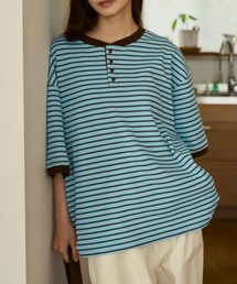 BROKEN BASE（ブロークンベース）の「Henley border waffle Tee / ヘンリーボーダーワッフルTee（Tシャツ/カットソー）」