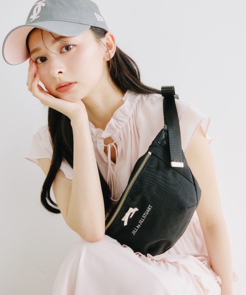 whowhat リボンナイロンウエストポーチ WHOWHAT リボンポーチ ブラック