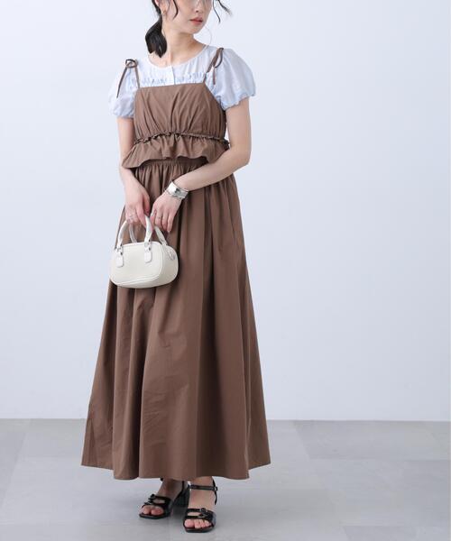 新品♡セルフポートレート プリーツワンピース　おまけベージュキャミ付けます♡ ペプラムキャミティアードワンピース（ワンピース）｜FREE'S MART