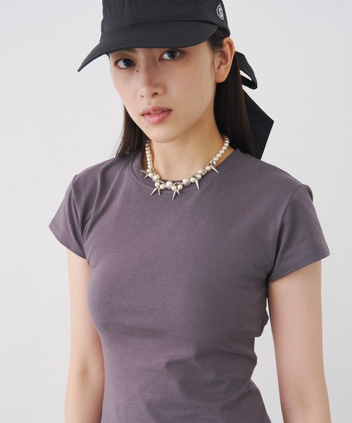 SOEMIN(ソミン)の「Back corset T-shirt/コルセットデザイン半袖Tシャツ(Tシャツ/カットソー・レディース・グレー/ピンク/ホワイト・FREE)」の20枚目の写真
