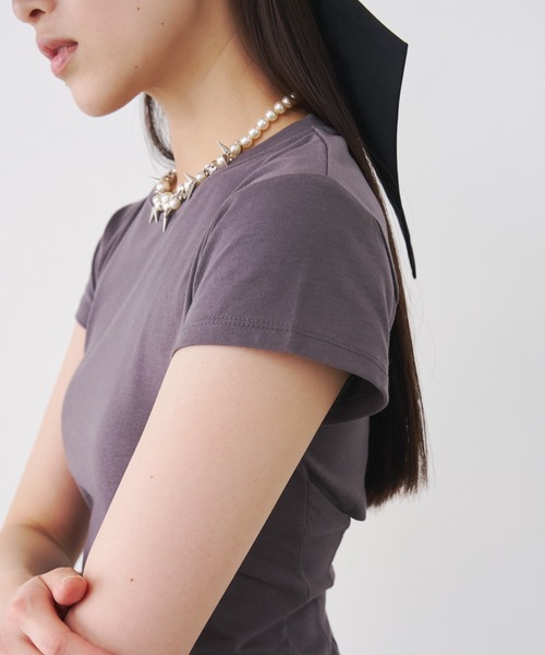 SOEMIN(ソミン)の「Back corset T-shirt/コルセットデザイン半袖Tシャツ(Tシャツ/カットソー・レディース・グレー/ピンク/ホワイト・FREE)」の22枚目の写真
