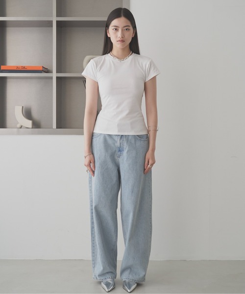 SOEMIN(ソミン)の「Back corset T-shirt/コルセットデザイン半袖Tシャツ(Tシャツ/カットソー・レディース・グレー/ピンク/ホワイト・FREE)」の9枚目の写真
