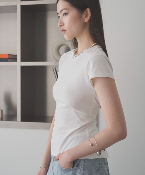SOEMIN(ソミン)の「Back corset T-shirt/コルセットデザイン半袖Tシャツ(Tシャツ/カットソー・レディース・グレー/ピンク/ホワイト・FREE)」の5枚目の写真