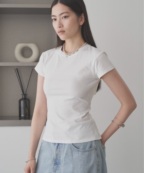 SOEMIN(ソミン)の「Back corset T-shirt/コルセットデザイン半袖Tシャツ(Tシャツ/カットソー・レディース・グレー/ピンク/ホワイト・FREE)」の6枚目の写真