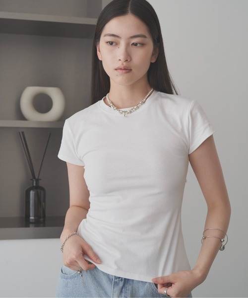 SOEMIN(ソミン)の「Back corset T-shirt/コルセットデザイン半袖Tシャツ(Tシャツ/カットソー・レディース・グレー/ピンク/ホワイト・FREE)」の4枚目の写真