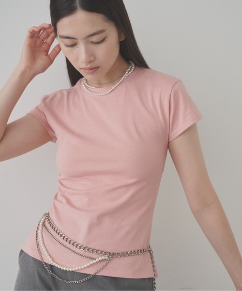 SOEMIN(ソミン)の「Back corset T-shirt/コルセットデザイン半袖Tシャツ(Tシャツ/カットソー・レディース・グレー/ピンク/ホワイト・FREE)」の11枚目の写真