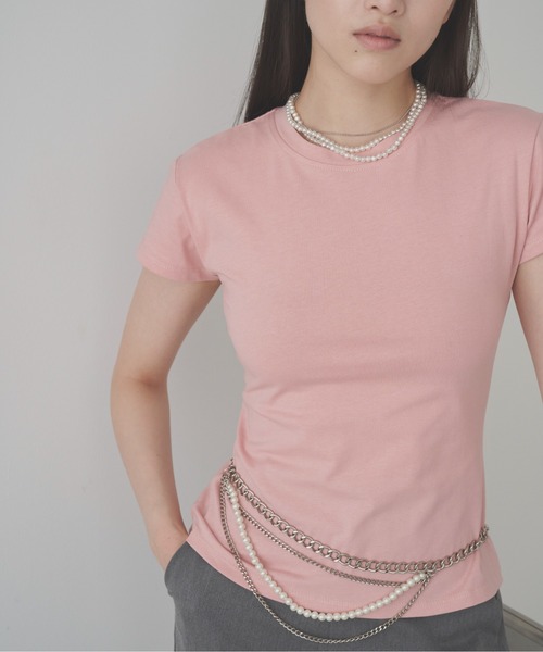 SOEMIN(ソミン)の「Back corset T-shirt/コルセットデザイン半袖Tシャツ(Tシャツ/カットソー・レディース・グレー/ピンク/ホワイト・FREE)」の15枚目の写真