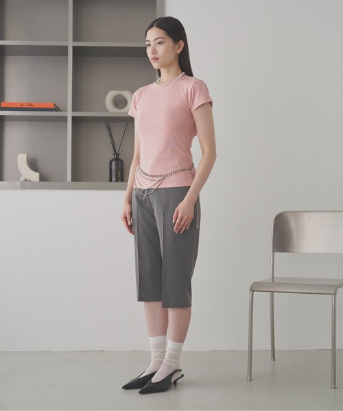 SOEMIN(ソミン)の「Back corset T-shirt/コルセットデザイン半袖Tシャツ(Tシャツ/カットソー・レディース・グレー/ピンク/ホワイト・FREE)」の19枚目の写真