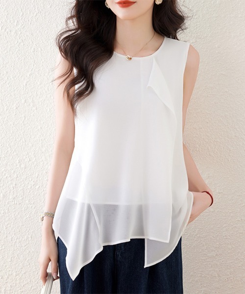 ONEP STAR(ワンピスター)の「アシンメトリーシフォンブラウス(シャツ/ブラウス・レディース・ブラック/ホワイト・MEDIUM/LARGE/X-LARGE)」の1枚目の写真