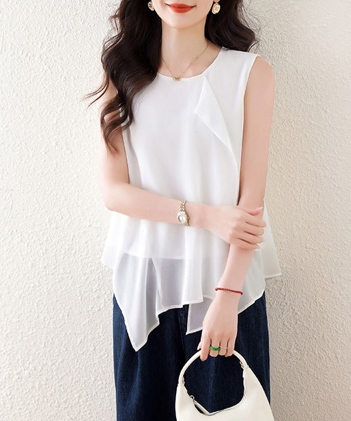 ONEP STAR(ワンピスター)の「アシンメトリーシフォンブラウス(シャツ/ブラウス・レディース・ブラック/ホワイト・MEDIUM/LARGE/X-LARGE)」の11枚目の写真