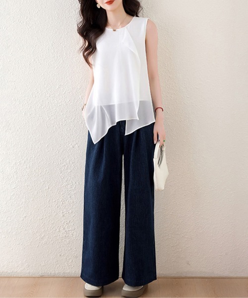 ONEP STAR(ワンピスター)の「アシンメトリーシフォンブラウス(シャツ/ブラウス・レディース・ブラック/ホワイト・MEDIUM/LARGE/X-LARGE)」の14枚目の写真