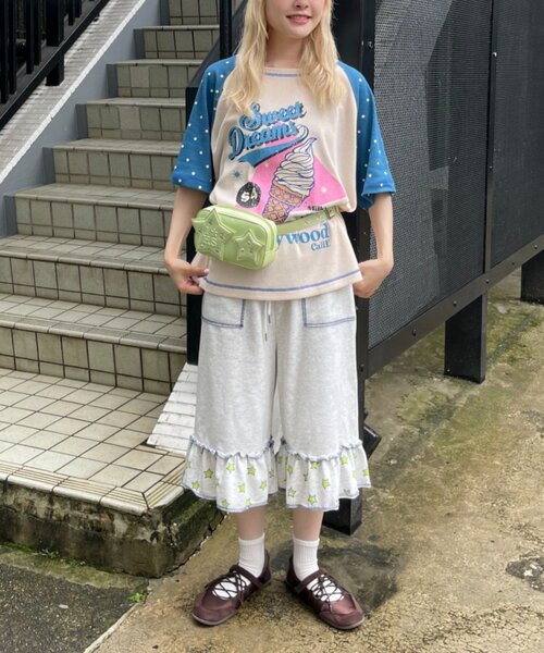 HELLO.SANFRANCISCO(ハローサンフランシスコ)の「【HELLO.SANFRANCISCO】ワッフルラグランドット半袖TEE(Tシャツ/カットソー・レディース・レッド/アイボリー・ONE SIZE)」の8枚目の写真
