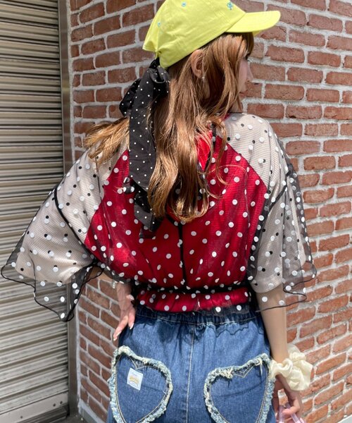 HELLO.SANFRANCISCO(ハローサンフランシスコ)の「【HELLO.SANFRANCISCO】ワッフルラグランドット半袖TEE(Tシャツ/カットソー・レディース・レッド/アイボリー・ONE SIZE)」の17枚目の写真