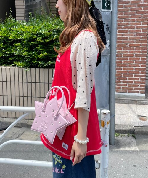 HELLO.SANFRANCISCO(ハローサンフランシスコ)の「【HELLO.SANFRANCISCO】ワッフルラグランドット半袖TEE(Tシャツ/カットソー・レディース・レッド/アイボリー・ONE SIZE)」の19枚目の写真