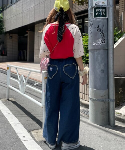 HELLO.SANFRANCISCO(ハローサンフランシスコ)の「【HELLO.SANFRANCISCO】ワッフルラグランドット半袖TEE(Tシャツ/カットソー・レディース・レッド/アイボリー・ONE SIZE)」の22枚目の写真