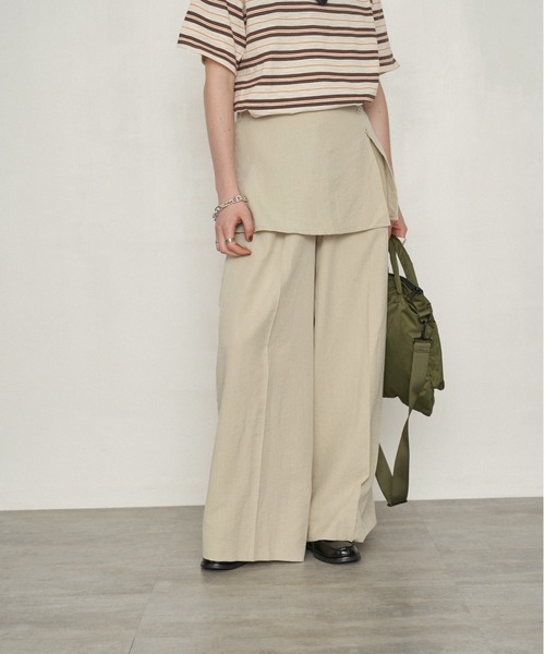 uchi.（ウチ）の「レイヤード風ラップワイドパンツ（その他パンツ・レディース・ブラック/ベージュ・MEDIUM/LARGE）」の16枚目の写真