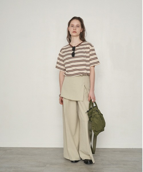 uchi.（ウチ）の「レイヤード風ラップワイドパンツ（その他パンツ・レディース・ブラック/ベージュ・MEDIUM/LARGE）」の4枚目の写真