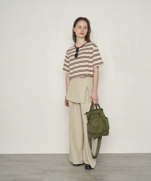uchi.（ウチ）の「レイヤード風ラップワイドパンツ（その他パンツ・レディース・ブラック/ベージュ・MEDIUM/LARGE）」の6枚目の写真