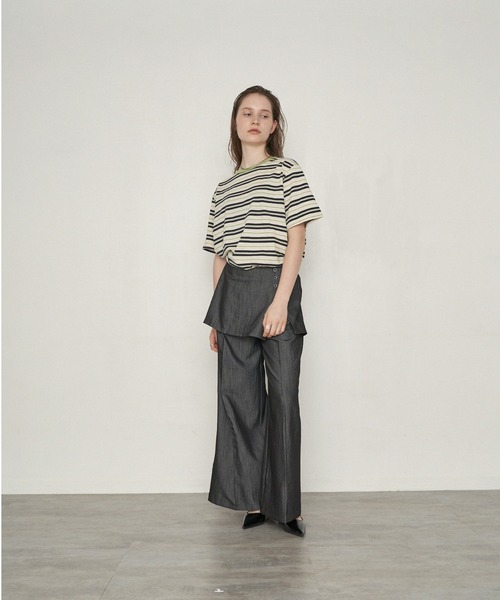 uchi.（ウチ）の「レイヤード風ラップワイドパンツ（その他パンツ・レディース・ブラック/ベージュ・MEDIUM/LARGE）」の18枚目の写真