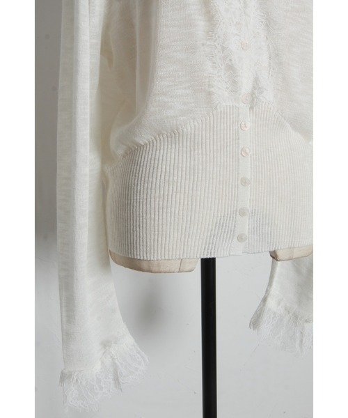 tocco closet(トッコ クローゼット)の「【ZOZO限定】レース装飾サマーニットカーディガン(カーディガン/ボレロ・レディース・ブラック/ホワイト・M)」の3枚目の写真