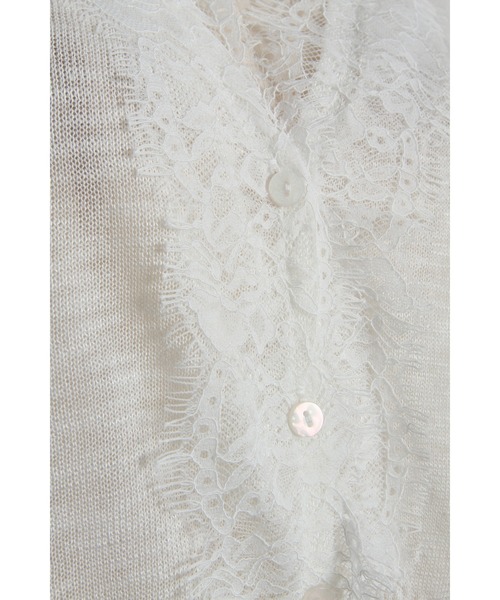 tocco closet(トッコ クローゼット)の「【ZOZO限定】レース装飾サマーニットカーディガン(カーディガン/ボレロ・レディース・ブラック/ホワイト・M)」の4枚目の写真