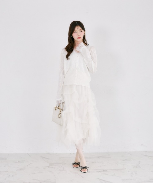 tocco closet(トッコ クローゼット)の「【ZOZO限定】レース装飾サマーニットカーディガン(カーディガン/ボレロ・レディース・ブラック/ホワイト・M)」の18枚目の写真