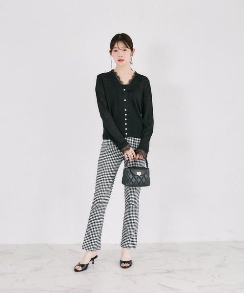 tocco closet(トッコ クローゼット)の「【ZOZO限定】レース装飾サマーニットカーディガン(カーディガン/ボレロ・レディース・ブラック/ホワイト・M)」の13枚目の写真