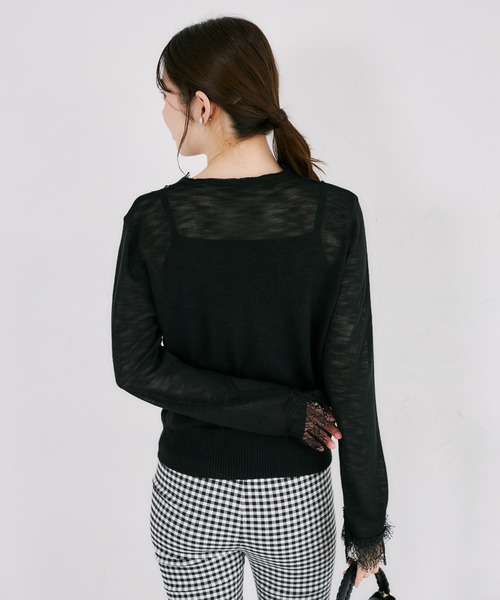 tocco closet(トッコ クローゼット)の「【ZOZO限定】レース装飾サマーニットカーディガン(カーディガン/ボレロ・レディース・ブラック/ホワイト・M)」の17枚目の写真