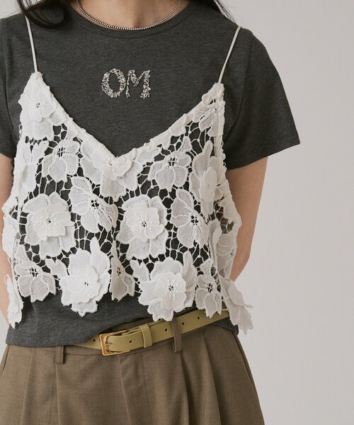 Omekashi(オメカシ)の「【スパンコールロゴがポイント◎】OMスパンコールロゴT(Tシャツ/カットソー・レディース・オフホワイト/チャコールグレー・FREE)」の16枚目の写真