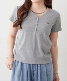 【柔らかめなテレコ素材で伸縮性良好】ヘンリーVネックTシャツ