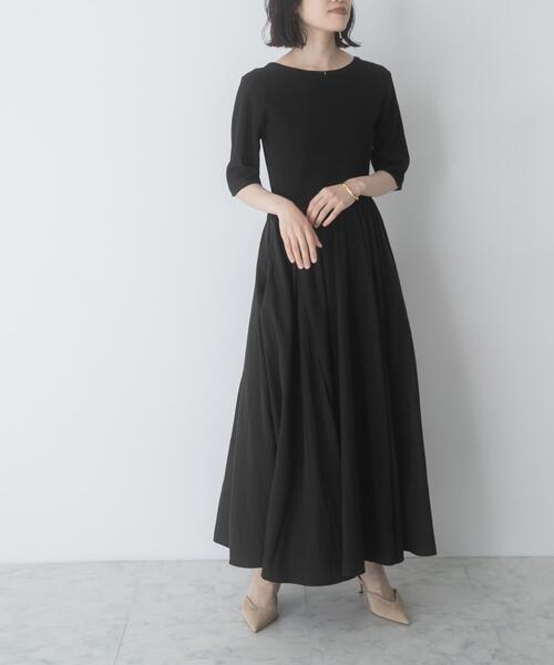 URBAN RESEARCH ROSSO WOMEN(アーバンリサーチ ロッソ)の「『一部WEB限定カラー』ニットドッキングワンピース(ワンピース・レディース・ベージュ系その他/ブラック系その他・FREE)」の8枚目の写真
