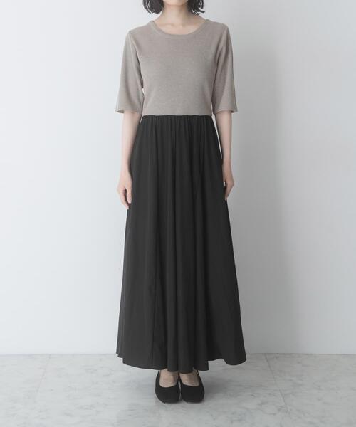 URBAN RESEARCH ROSSO WOMEN(アーバンリサーチ ロッソ)の「『一部WEB限定カラー』ニットドッキングワンピース(ワンピース・レディース・ベージュ系その他/ブラック系その他・FREE)」の19枚目の写真