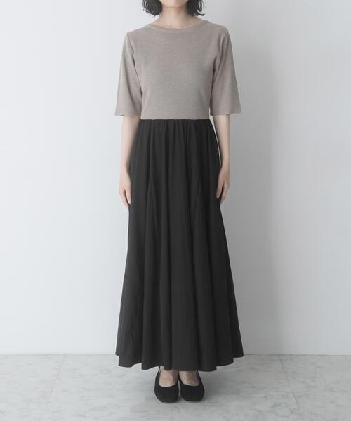URBAN RESEARCH ROSSO WOMEN(アーバンリサーチ ロッソ)の「『一部WEB限定カラー』ニットドッキングワンピース(ワンピース・レディース・ベージュ系その他/ブラック系その他・FREE)」の22枚目の写真