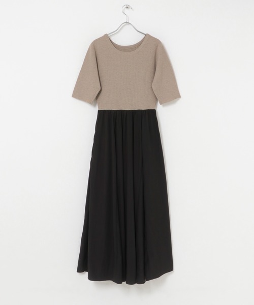 URBAN RESEARCH ROSSO WOMEN(アーバンリサーチ ロッソ)の「『一部WEB限定カラー』ニットドッキングワンピース(ワンピース・レディース・ベージュ系その他/ブラック系その他・FREE)」の8枚目の写真