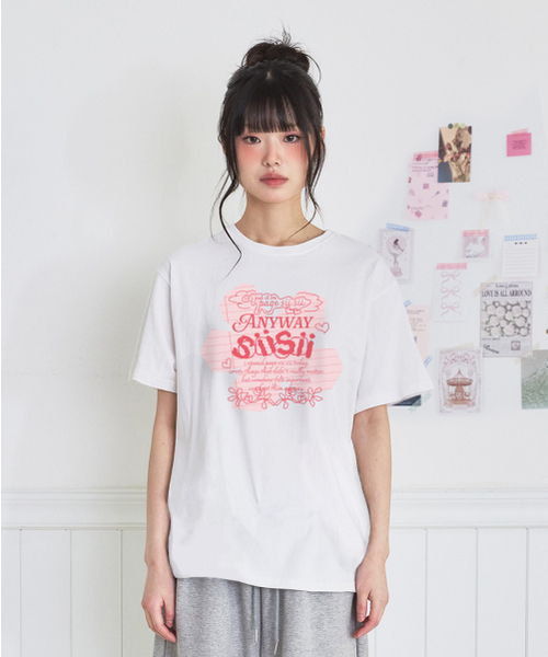 PAGESIISII（ページシシ）の「ノートフラワープリンティング半袖Tシャツホワイト（Tシャツ/カットソー・レディース・その他・SMALL/MEDIUM/LARGE）」の2枚目の写真