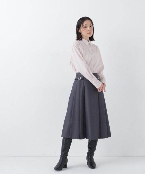 NATURAL BEAUTY BASIC(ナチュラルビューティーベーシック)の「<CanCam.jp掲載>サイドベルトプリーツスカート(スカート・レディース・チャコールグレー/キャメル・MEDIUM/SMALL)」の17枚目の写真